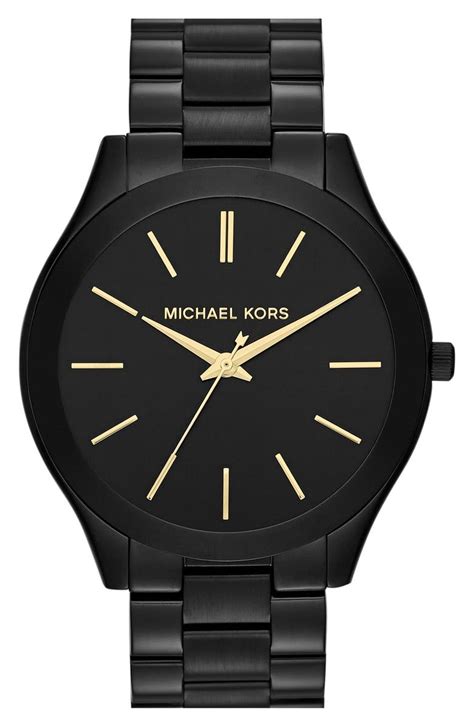 michael kors slim runway bracelet watch black